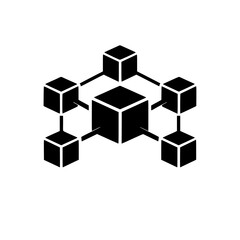 Obraz premium Blockchain Network Cube Connection Silhouette Icon
