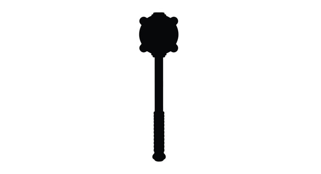 A black silhouette of a medieval flail simple and dramatic silhouette