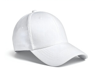 Fototapeta premium Plain white baseball cap with mesh back panel