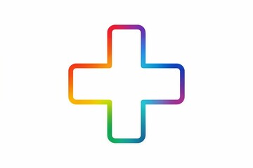 Obraz premium Rainbow colored cross symbol, medical sign, healthcare icon, LGBT pride