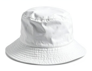 Fototapeta premium A white, waterproof bucket hat with a structured brim