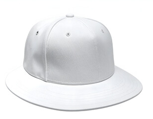 Fototapeta premium White flat brim cap with eyelets