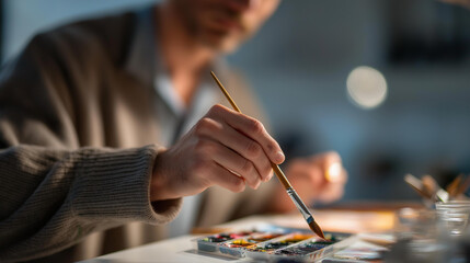 Obraz premium A hand interacting with art supplies, reflecting the joy of creativity and self-expression in artistic endeavors, showcasing how hands-on activities encourage innovation and the development of