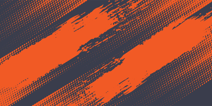 Sports orange background design with abstract modern template. Vector illustration of sports players in different activities. football, basketball, baseball, rugby, sports grunge background