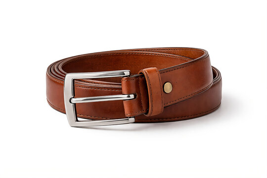 Brown Leather Belt with Silver Buckle.