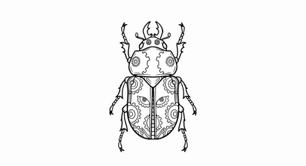 Fototapeta premium Steampunk Mechanical Beetle Vector Illustration with Gears