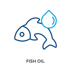 Obraz premium Fish Oil Icon Outline Color Style. Vector Illustration For Graphic Design