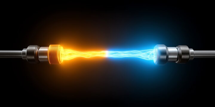 Abstract three dimensional animated visualization symbolizing synergy through combined energy and amplified impact