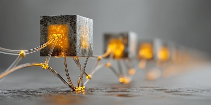 Three dimensional animated business concept illustrating tangible and intangible assets working together