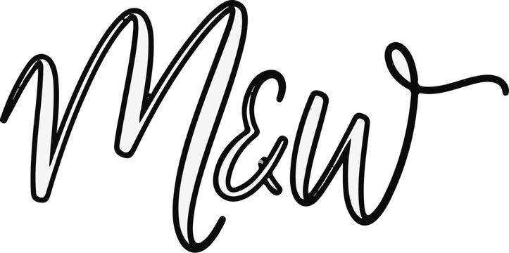 Elegant cursive script of the letters M, ampersand, and W, with shading