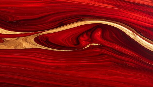 Wavy red and golden swirls abstract background, appearing like liquid or flowing paint