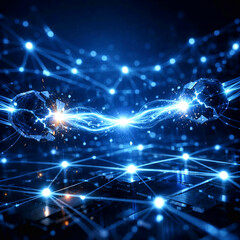 Fototapeta premium Broken Digital Network Connection with Energy Disruption and Cyber Attack Concept