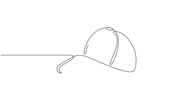 man fashion cap Concept Continuous one Line art Animation,animated continuous line drawing of baseball cap without logo,