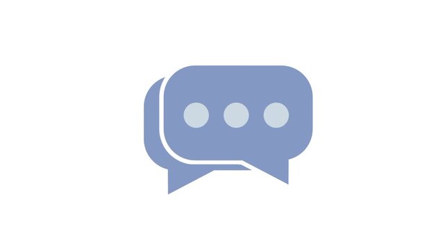 Animated chat bubble icon with typing dots. Minimalist blue speech bubble flat animation for messaging, communication, and support concepts