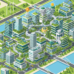 Sustainable Cityscape with Green Buildings