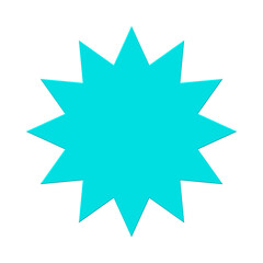 Obraz premium Cyan twelve point star burst seal isolated. Promotional sticker or discount badge mockup.