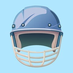 Fototapeta premium Light Blue Protective Helmet For Sports Safety And Professional Ice Hockey Player Equipment In Modern Digital Art Style For Branding Illustration