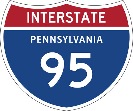 Interstate 95 Pennsylvania I-95 US Interstate Highway Route Shield Badge Vector