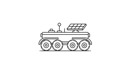 Solar powered robot tank vehicle flat illustration isolated on white background