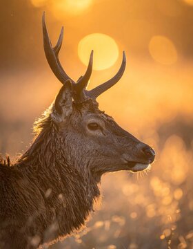 Deer sunset