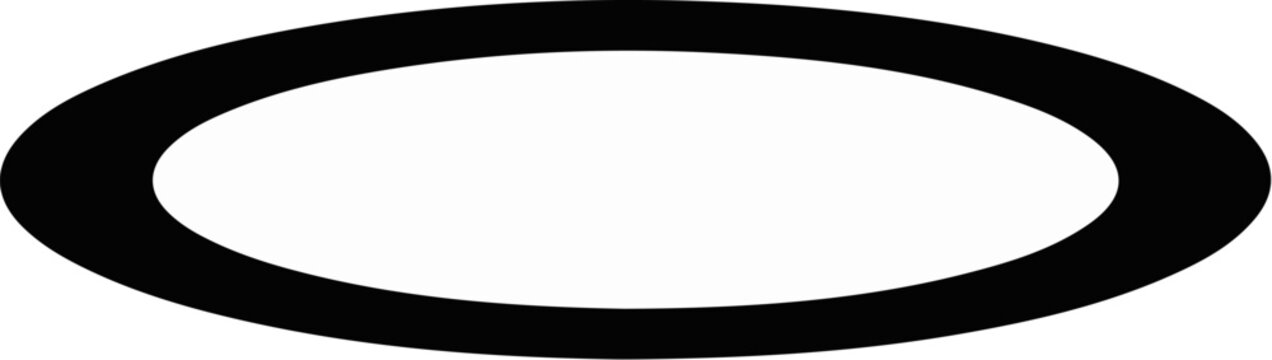Simple black oval shape with a thick border against a white background