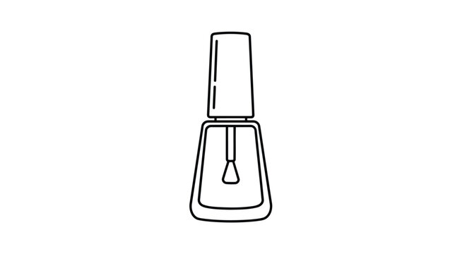 Minimalist black line art nail polish bottle icon vector isolated on white background