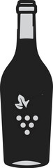 Obraz premium Stylized illustration of a dark bottle with a grape bunch and leaf emblem