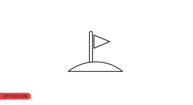 Minimalist golf flag icon symbol flat vector design isolated on white background