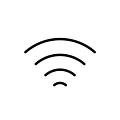 Wireless network signal icon with curved waves for internet connectivity, wifi hotspot, and digital communication status