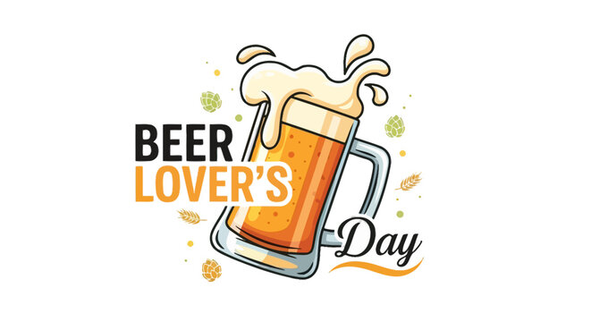 Beer Mug with Frothy Head Illustration.