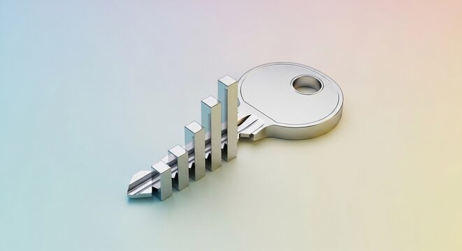 A key to success showing growth in finance and business.