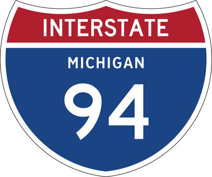 Interstate 94 Michigan I-94 US Interstate Highway Route Shield Badge Vector