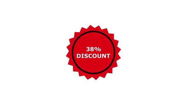 38% discount starburst badge promotional sale sticker for marketing campaigns, 38% Off Discount off promotion for seasonal discount offer sale.