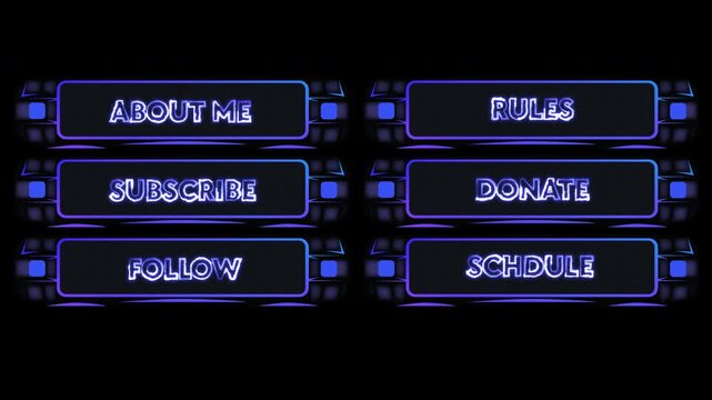 Blue Neon Stream Buttons Animation Pack on Alpha Channel