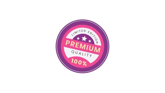 Premium quality limited edition badge with 100 percent guarantee 4k animated stock video in white color background