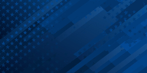 Abstract patriotic background featuring stars and stripes in shades of blue © Asit