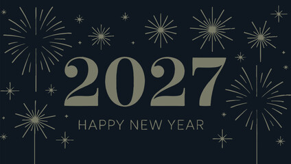 Golden new year 2027 celebration with firework display and festive greetings © MdSafi