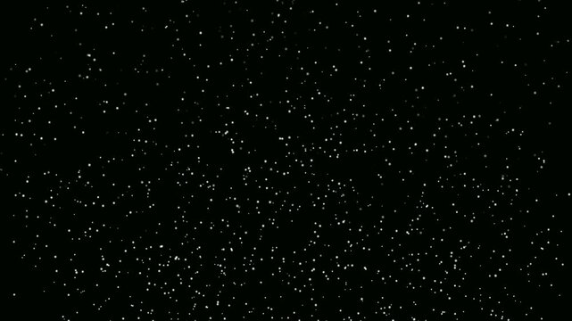 Christmas snow falling on black background. Heavy snowfall animation. Christmas real winter snow overlay footage. Flakes to down. Realistic snowflakes slowly falling over a snow dark background.