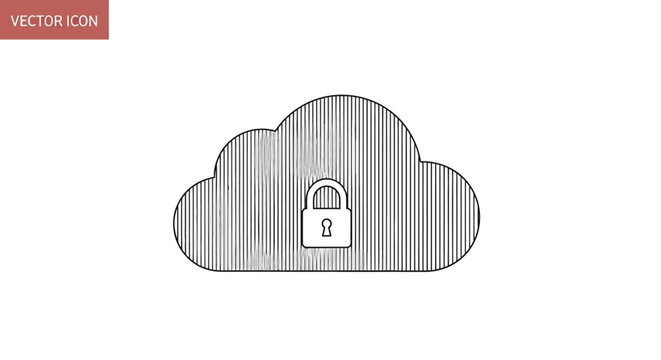 Cloud computing security protection concept secure cloud storage data protection technology lock symbol vector illustration modern internet storage system cybersecurity cloud network isolated on white