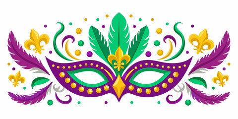 Colorful mardi gras mask with feathers and floral embellishments © Mamata