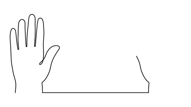 Raised hands one line art animation, hand-drawn group of hands continuous contour drawing motion, voting democracy participation, business teamwork support, volunteer community unity collaboration