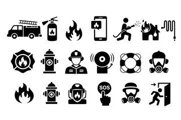 Fire Safety Icons Set