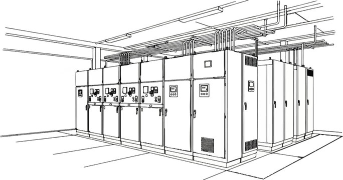 Industrial electrical switchgear and conduit system in a linear arrangement