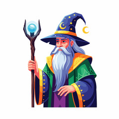 Wizard with Magic Staff and Hat.