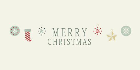 Festive christmas greetings with ornaments stocking and star illustrations © Bebdas