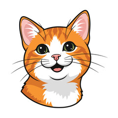 Obraz premium Orange Cartoon Cat Face with White Markings.