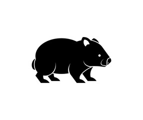 Fototapeta premium Australian wombat. Minimalist wildlife icon representing unique outback nature and endemic species. Flat vector isolated on white.