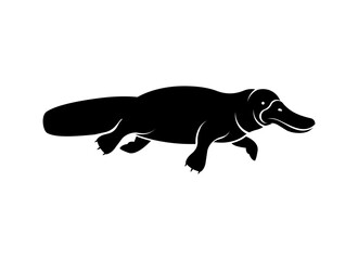 Fototapeta premium silhouette Australian platypus. Minimalist animal icon representing unique Australian wildlife and nature. Flat vector illustration isolated on white.