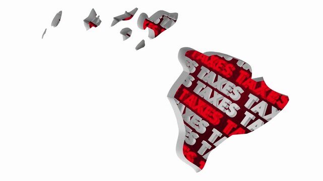 Hawaii Taxes State Map HI Income Property Rate High Pay Less File Return Refund 3d Animation