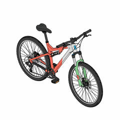 Mountain Bike with Orange and White Frame.